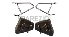 Royal Enfield GT Continental 650 Mounting Rails With Leather Pannier Pair Bags - SPAREZO